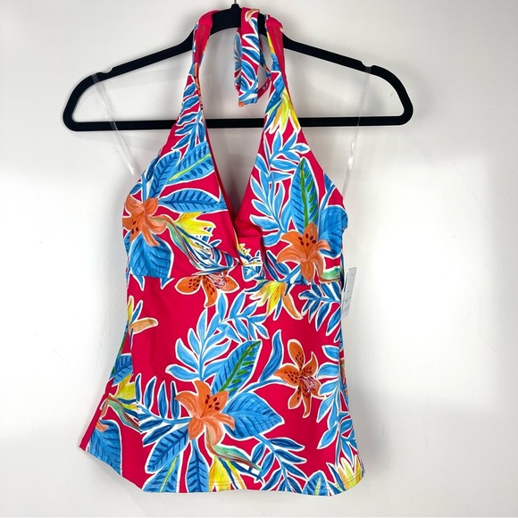 NEW Sunsets Heidi Halter Tankini Swimsuit Top Tiger Lily Women's Size Medium - Picture 1 of 9